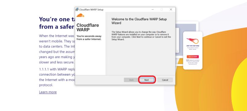 Click chuột vào ô Next