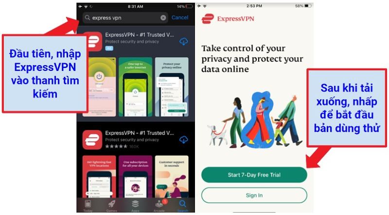 Gói dùng Express VPN 7 ngày