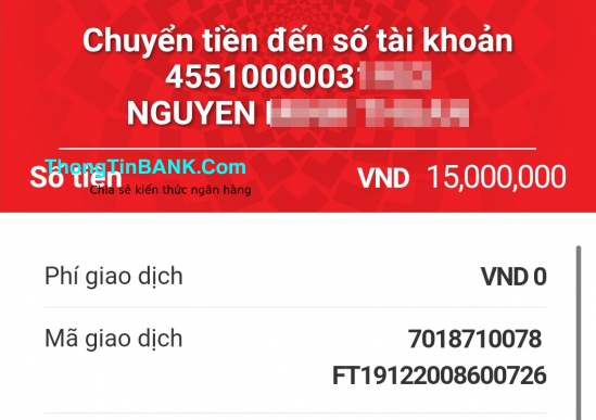 Mã giao dịch ngân hàng Techcombank có thể được tìm thấy sau khi chuyển khoản