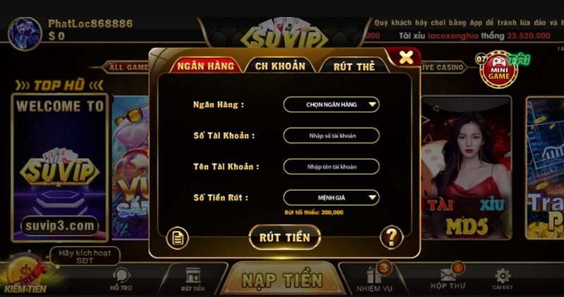 Cách giao dịch - nạp tiền vào game Suvip